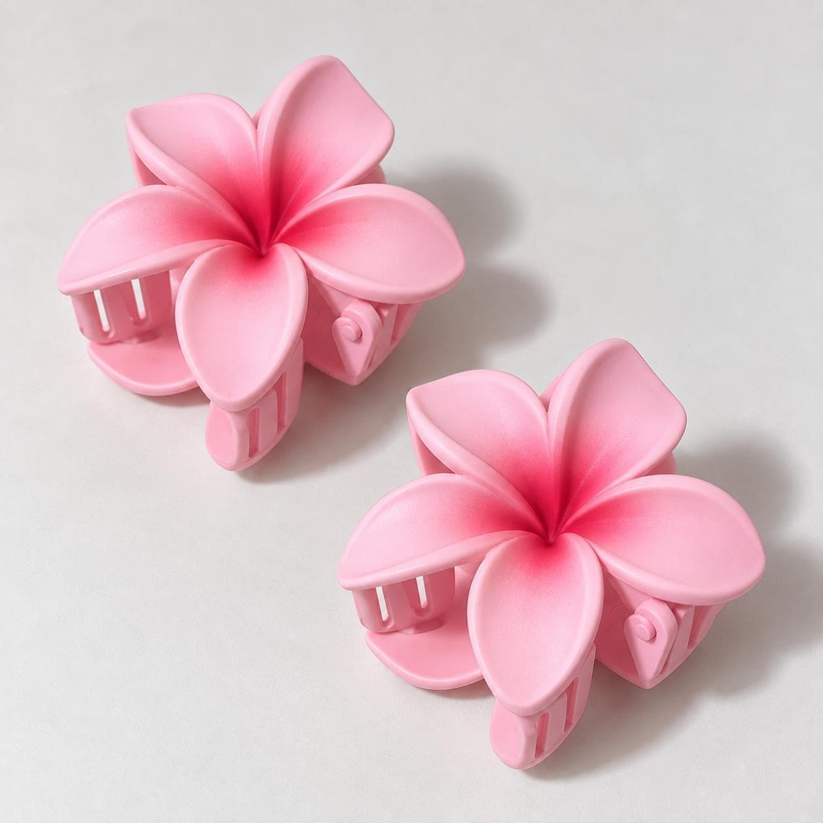 Cute Pink Flower Hair Claw Clip for Girls (Set of 2)
