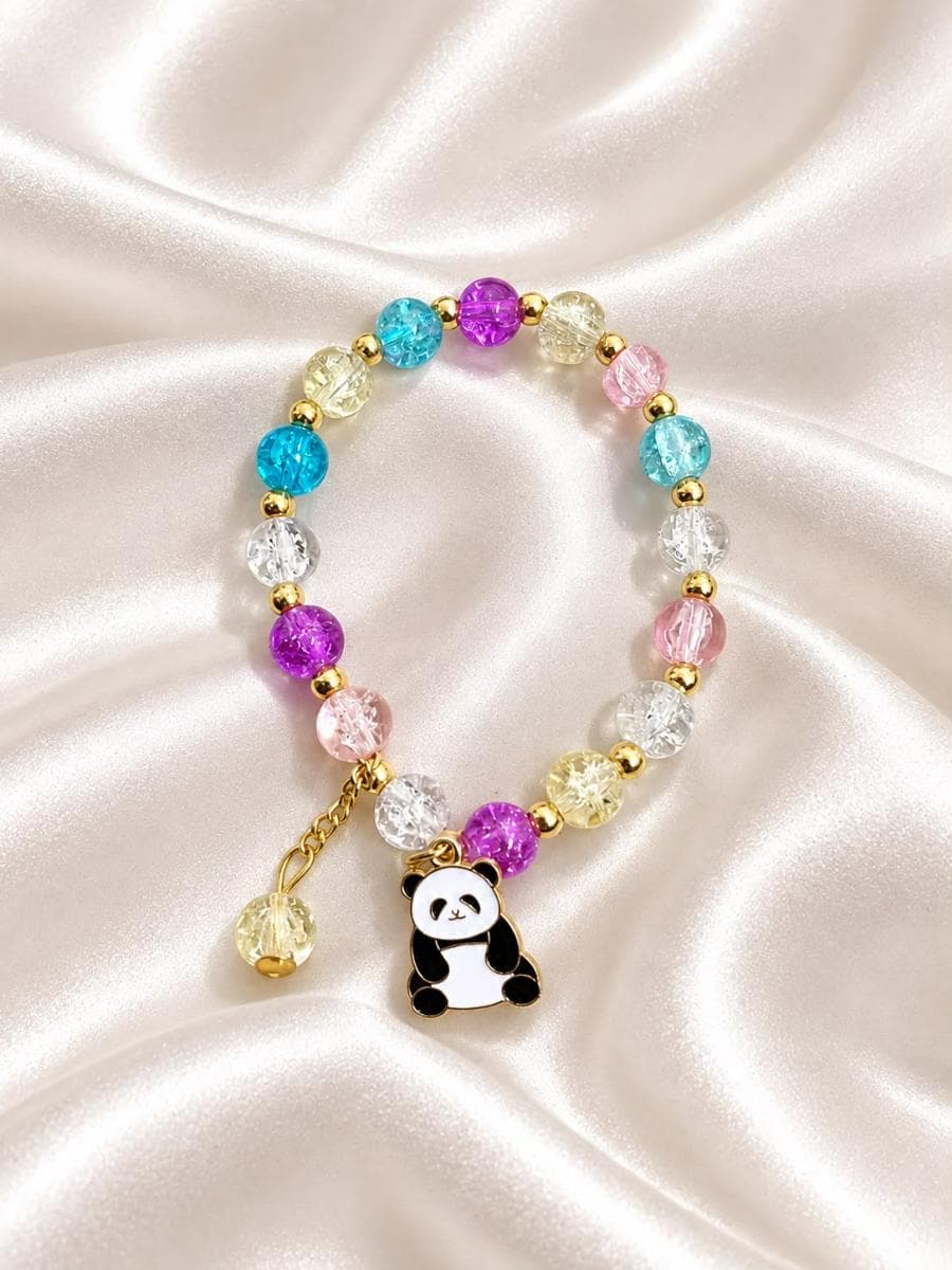 Pastel Beaded Panda Charm Bracelet for Girls | Cute Aesthetic Jewelry