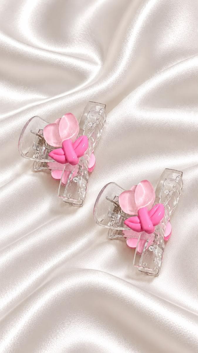 Korean Transparent Butterfly Hair Claw Clip – Pink Aesthetic Combo