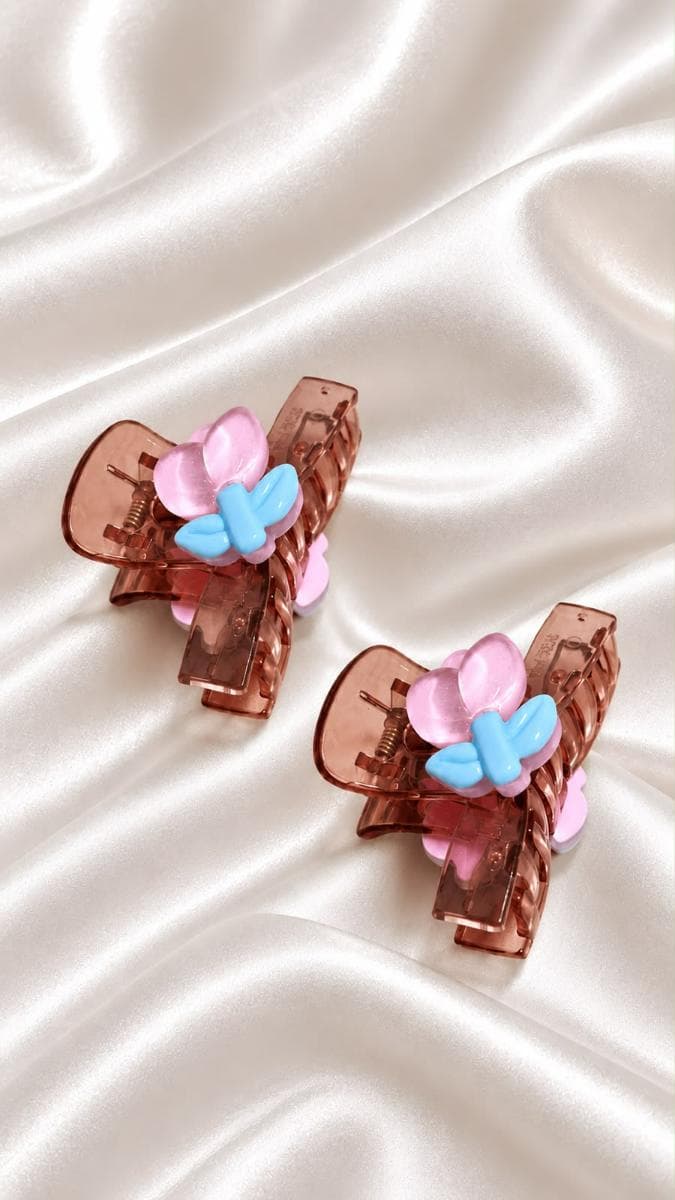 Cute Butterfly Hair Claw Clips for Girls | Pastel Aesthetic Hair Accessories (Set of 2)