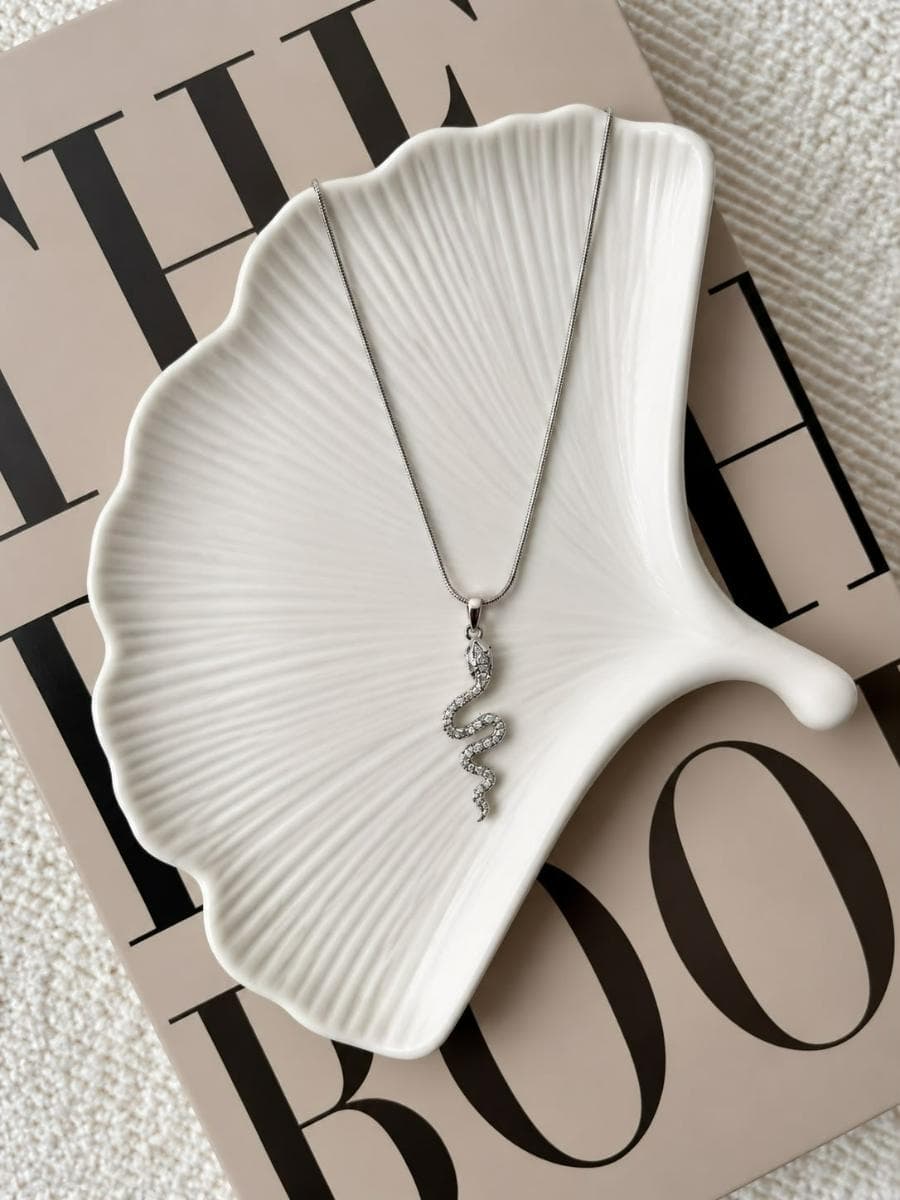 Silver Snake Pendant Necklace