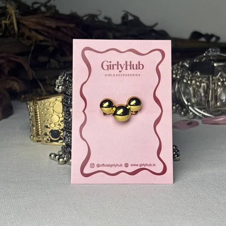 Gold-Tone Triple Ball Anti-Tarnish Ring for Women