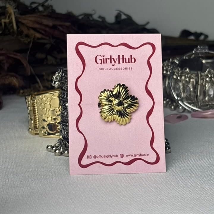 Gold-Tone Textured Floral Anti-Tarnish Statement Ring for Women