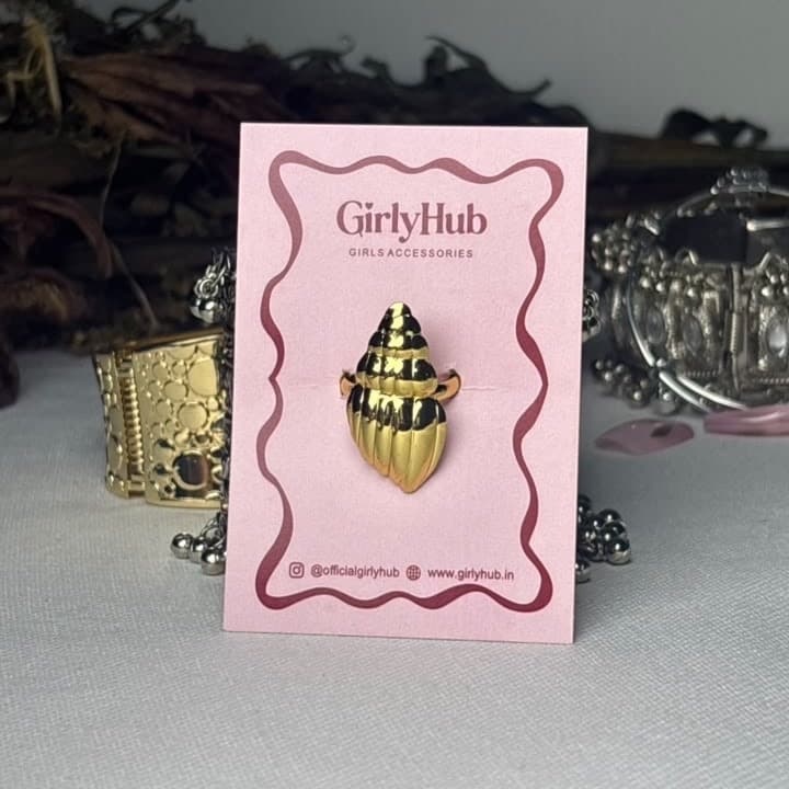 Gold-Tone Seashell Anti-Tarnish Statement Ring for Women