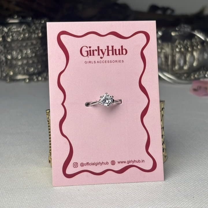 Silver-Tone Solitaire Crystal Anti-Tarnish Ring