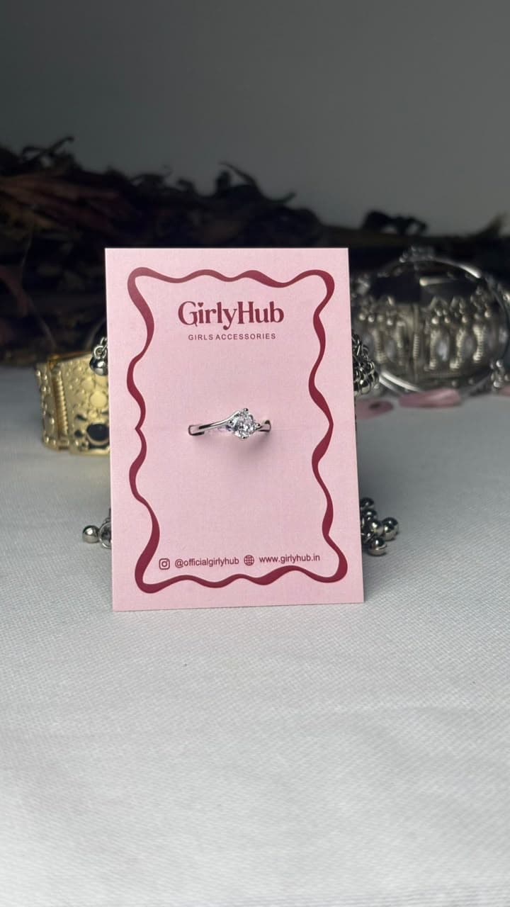 Silver-Tone Solitaire Crystal Ring for Women