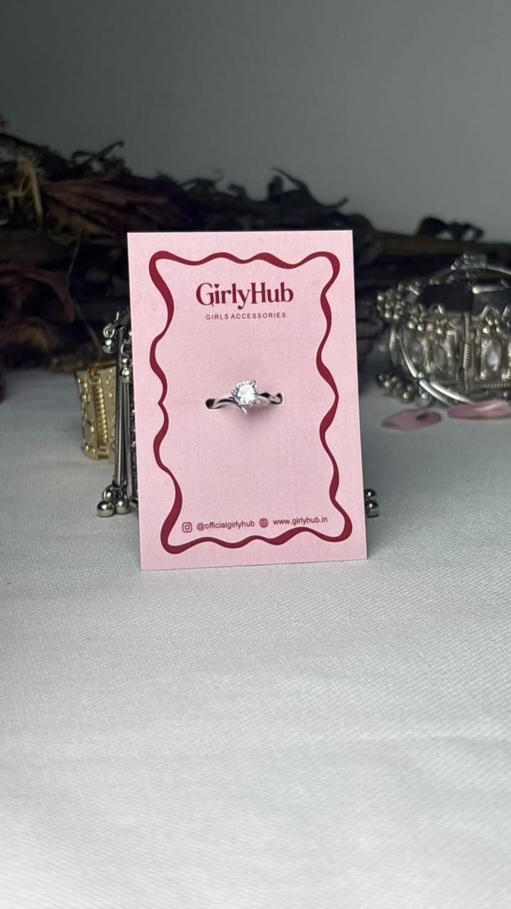Silver-Tone Crystal Ring with Elegant Curved Band