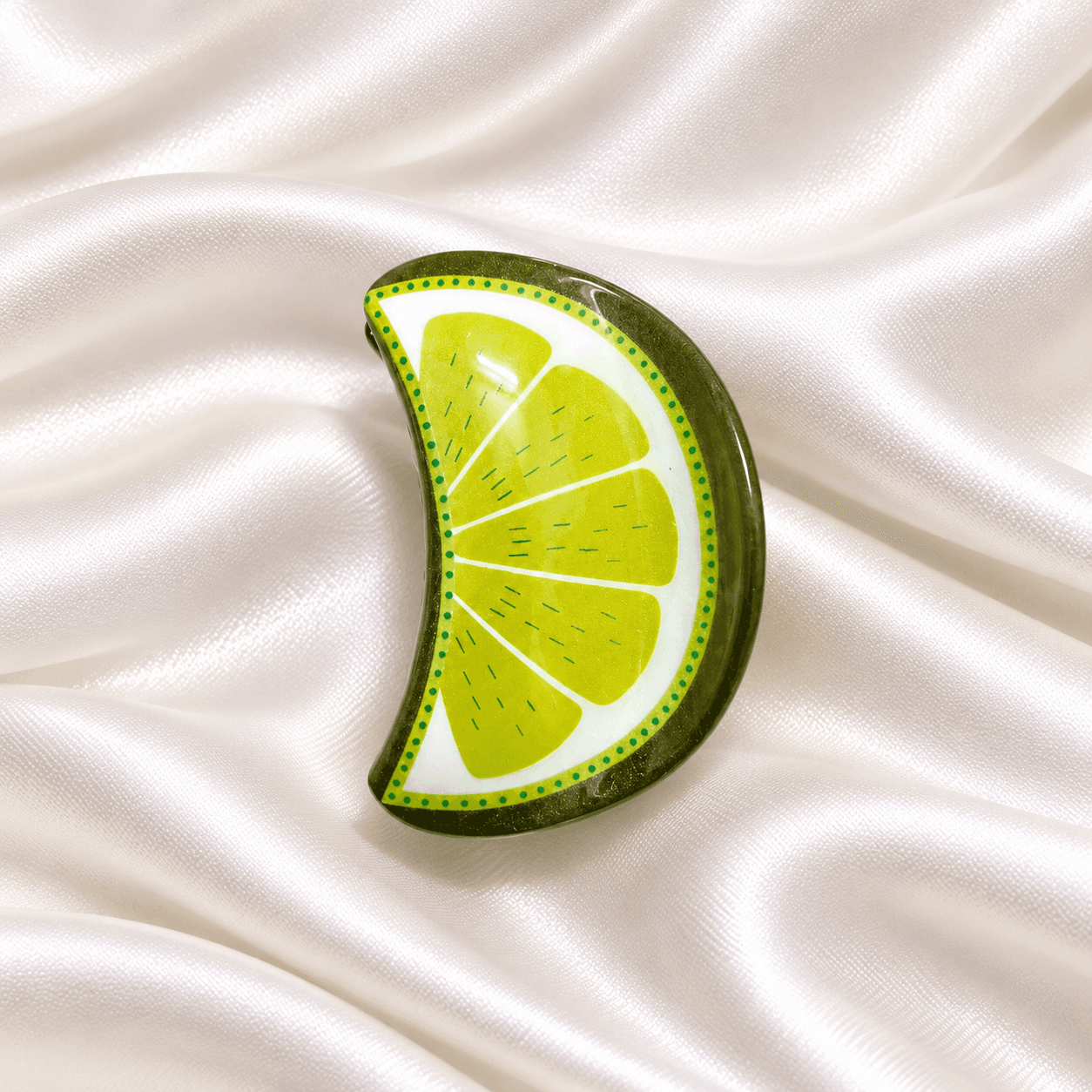 Lime Slice Hair Claw Clip – Green & White